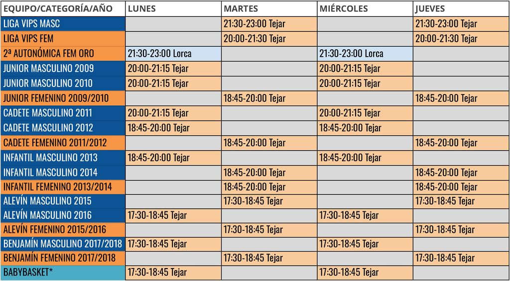 Horarios Inicio 2026/2027